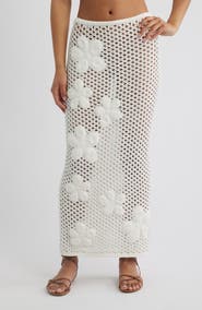 Kulani Kinis Applique Floral Knit Maxi Skirt