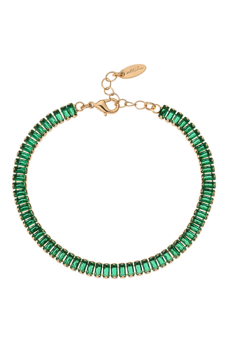 Crystal Baguette Chain Anklet, Main, color, GREEN