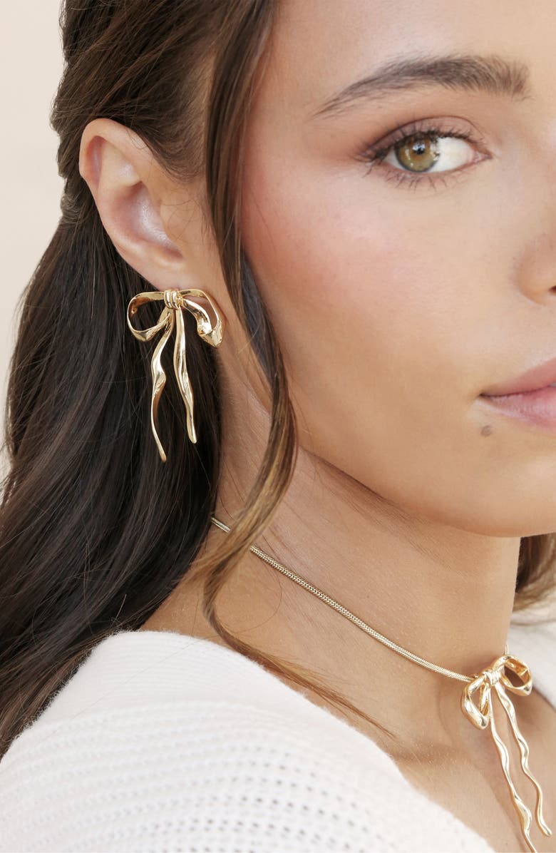 Ettika Organic Bow Earrings, Alternate, color, Gold
