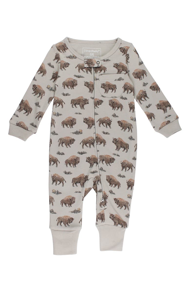 L'ovedbaby Print Organic Cotton Zip Romper, Main, color, 