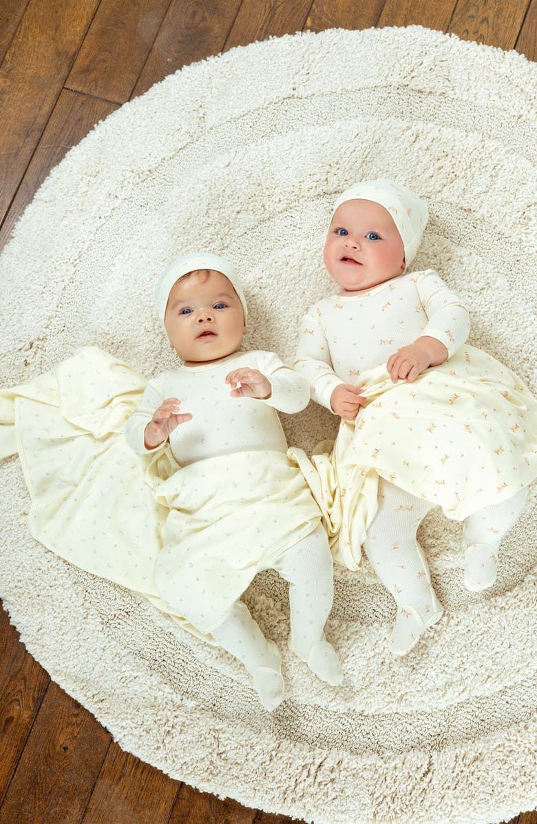 NoggiWear Ribbed Floral Beanie, Alternate, color, Floral Off-White