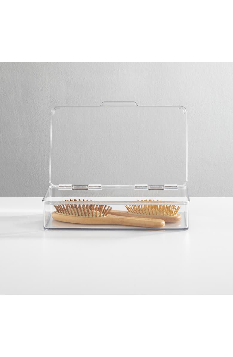 mDesign Plastic Bath Stacking Storage Organizer Box, Hinged Lid, 8 Pack, Alternate, color,