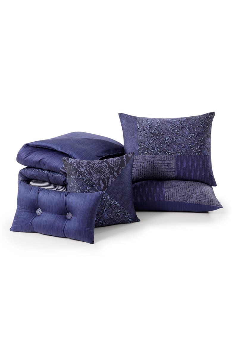 Bebejan Blue Denim Patchwork 5-Piece Comforter Set, Main, color, Blue