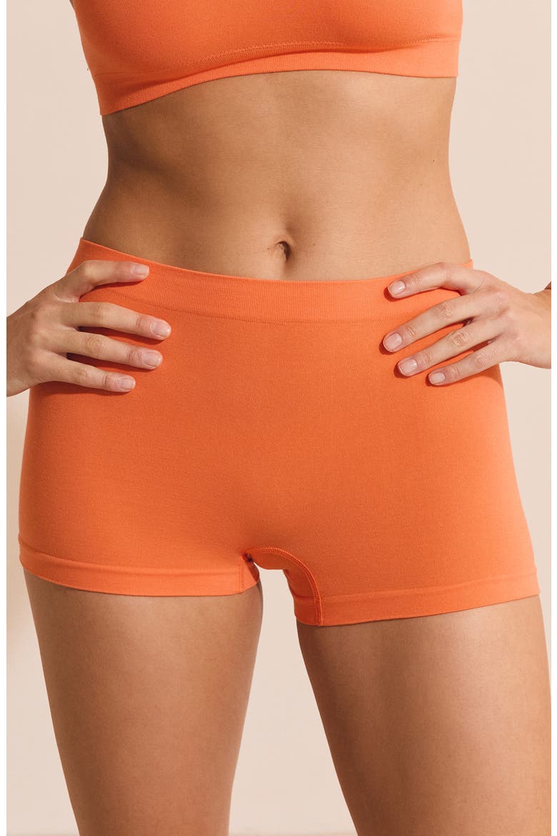 Amande Seamless Cotton Blend Boyshorts, Main, color, APRICOT