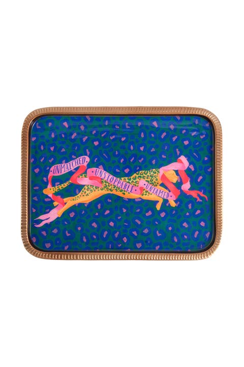 Nanpur Patterned Metal Tray 13X9 In