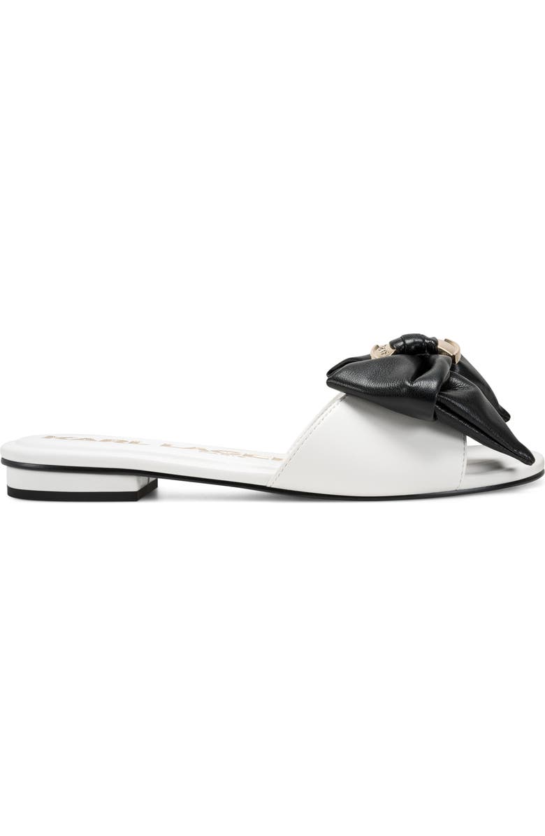 KARL LAGERFELD PARIS Ciaran Flat Slide Sandal, Alternate, color, Bright White/ Black