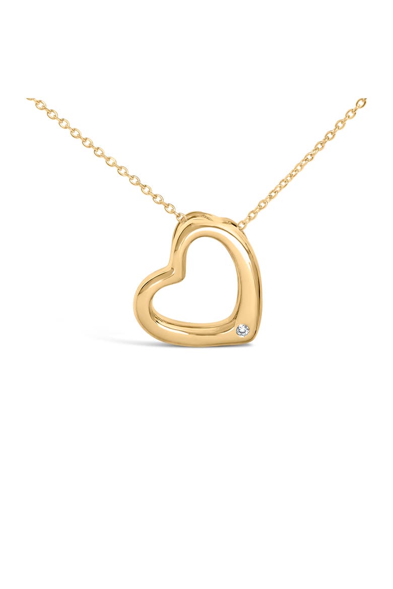 Gold Vermeil Diamond Accent Heart Pendant Necklace, Alternate, color, Silver