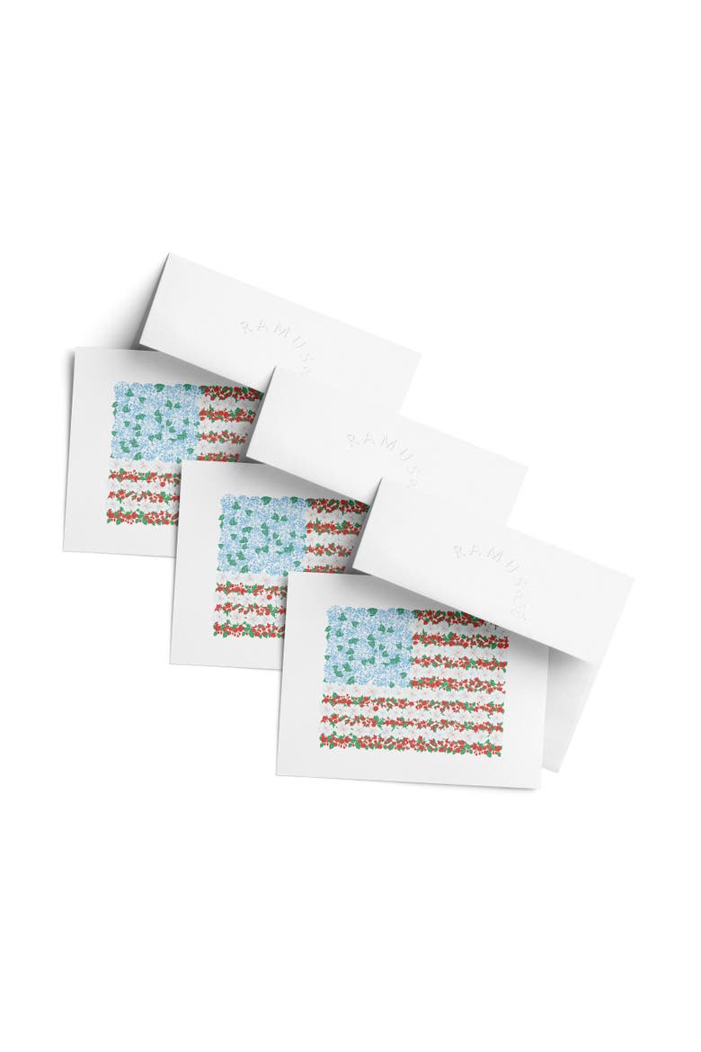 Flag Greeting Card Pack (3ct) "USA Floral Flag", Main, color, Multi-Pack
