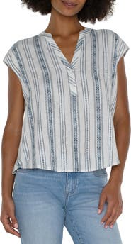 Liverpool Stripe Linen Blend Top