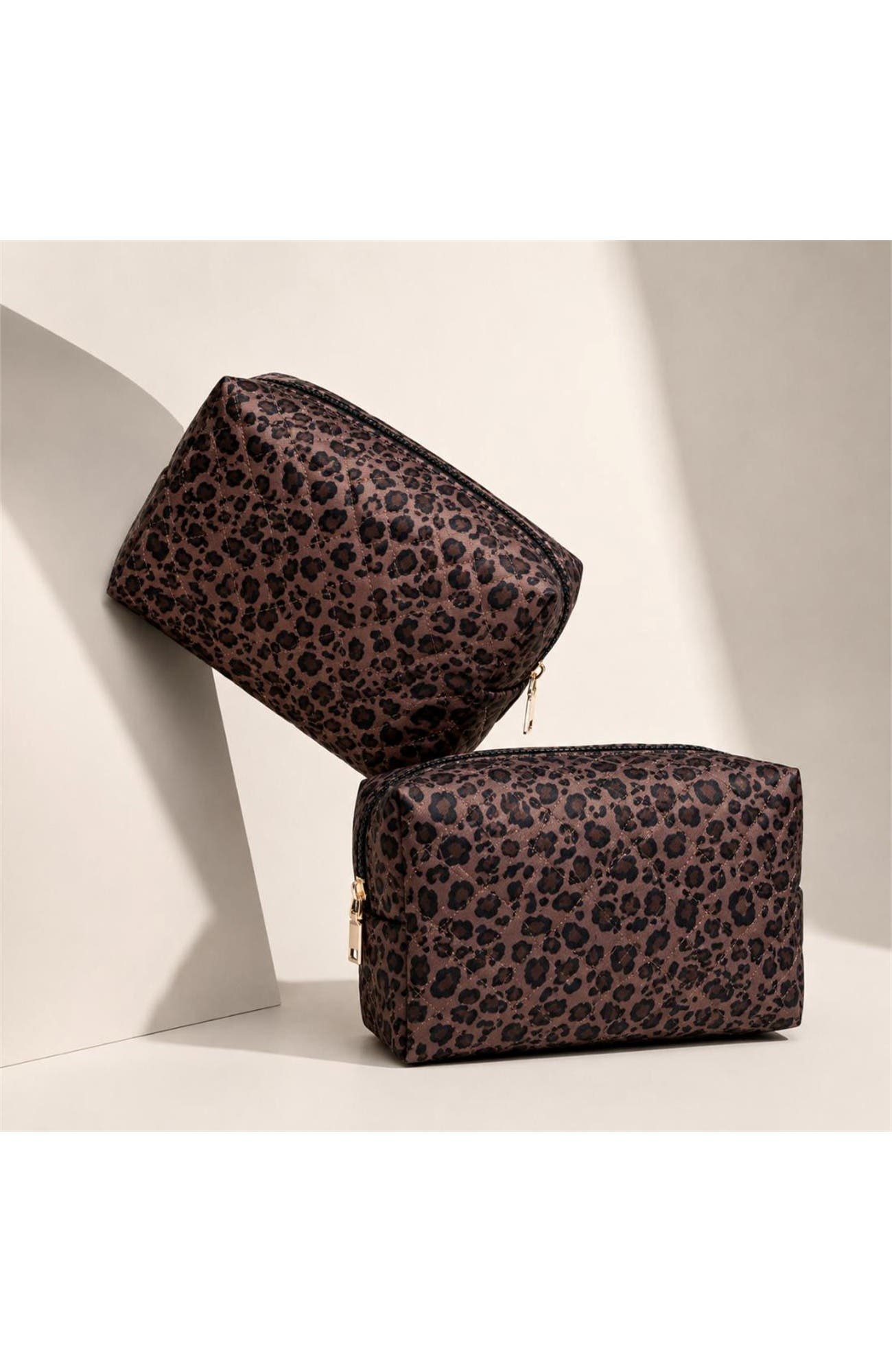 Safari Chic Cosmetic & Travel Organizer Pouch, Alternate, color, Chocolate Leopard