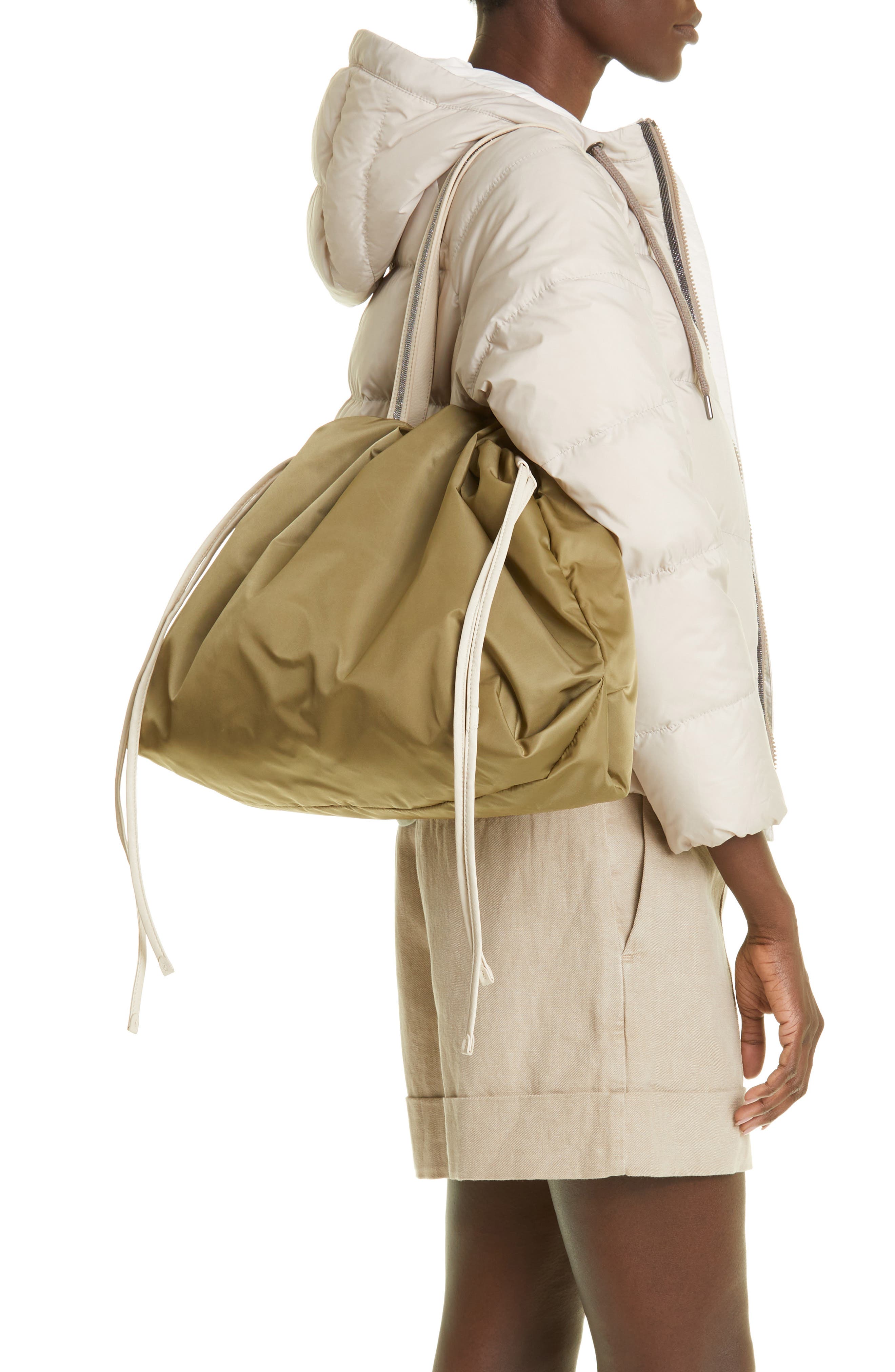 Brunello Cucinelli Large Technical Nylon Shopper, Alternate, color, 