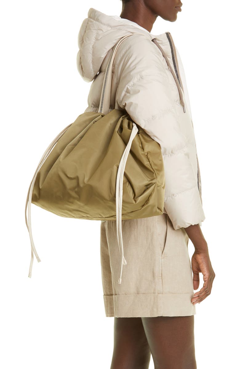 Brunello Cucinelli Large Technical Nylon Shopper, Alternate, color,