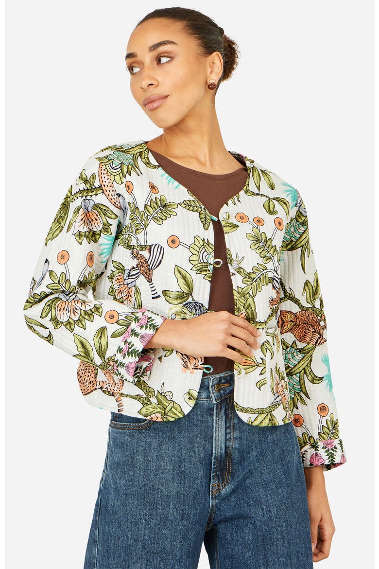 Print Reversible Cotton Jacket, Alternate, color, White