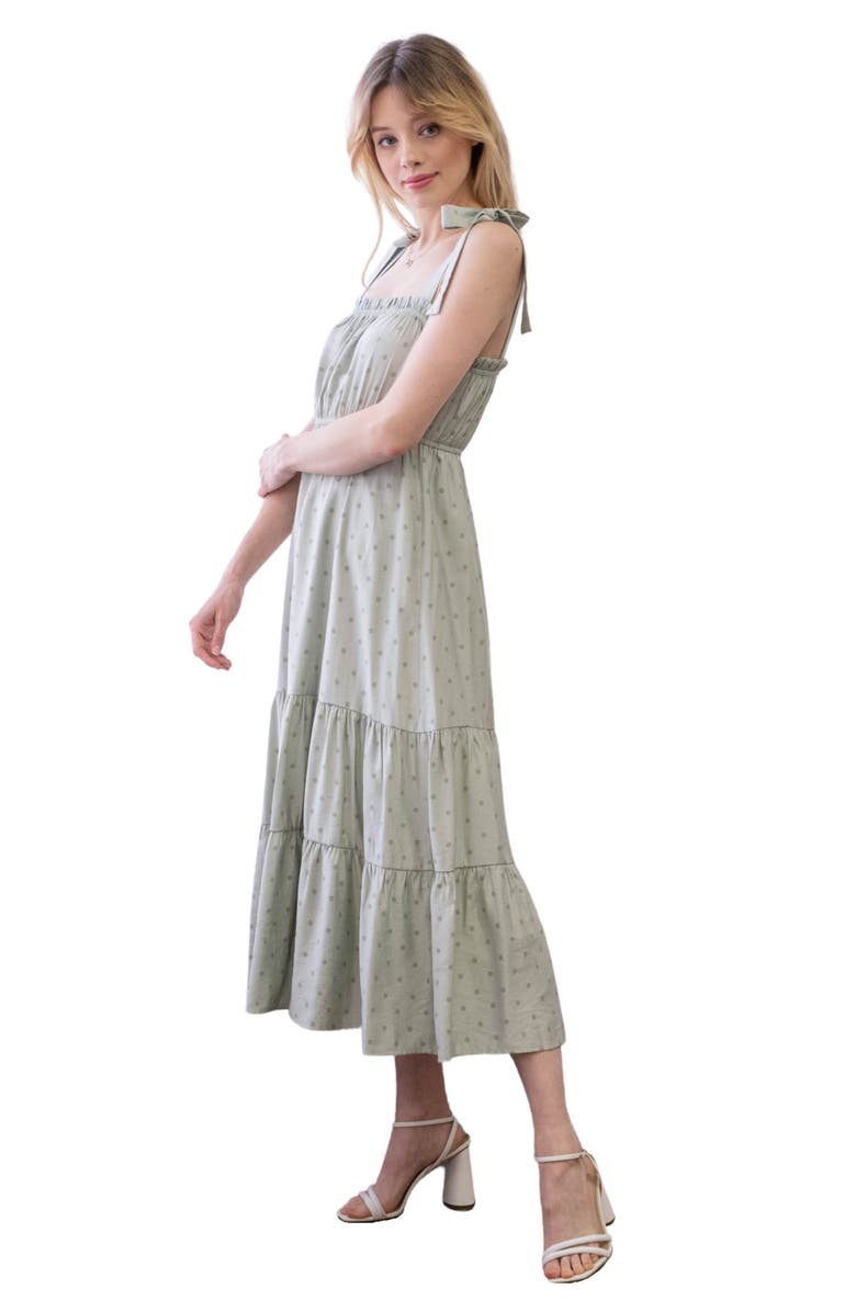 Blu Pepper Polka Dot Tie Strap Midi Dress, Alternate, color, Sage