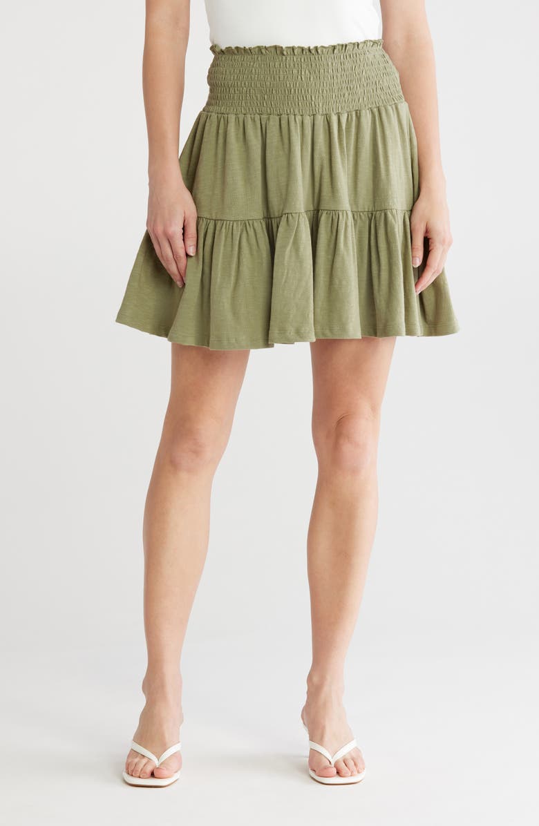 RDI Tiered Cotton Skirt, Main, color, Moss