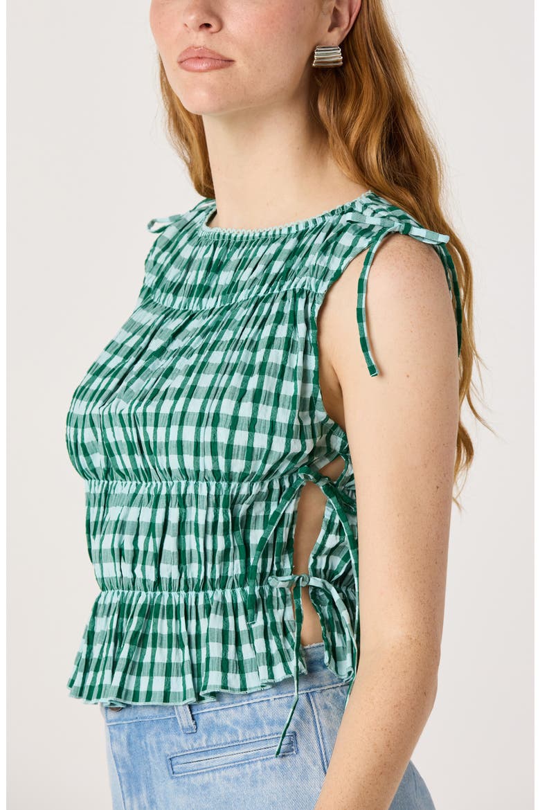 Bianca Gingham Sleeveless Top, Alternate, color, GREEN GINGHAM