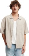 Cotton On Men's Eli Linen Blend Short Sleeve Shirt