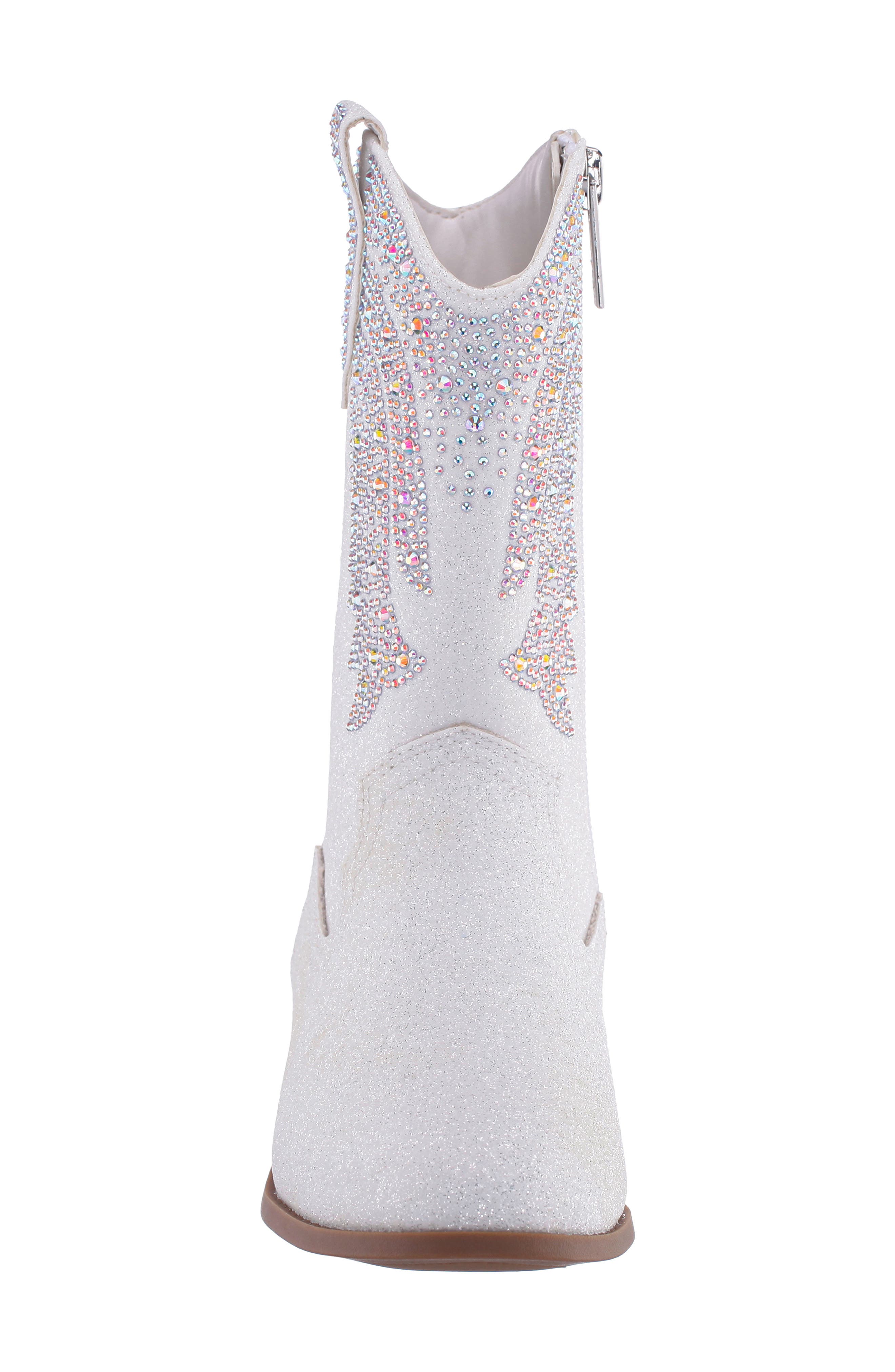 Nina Kids' Hawley Western Boot, Alternate, color, White Glitter Stones