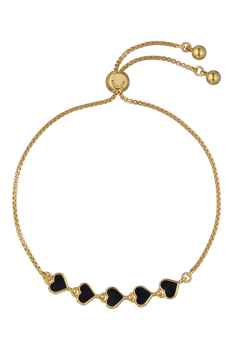 Harriet Enamel Heart Adjustable Bracelet, Main, color, GOLD TONE BLACK