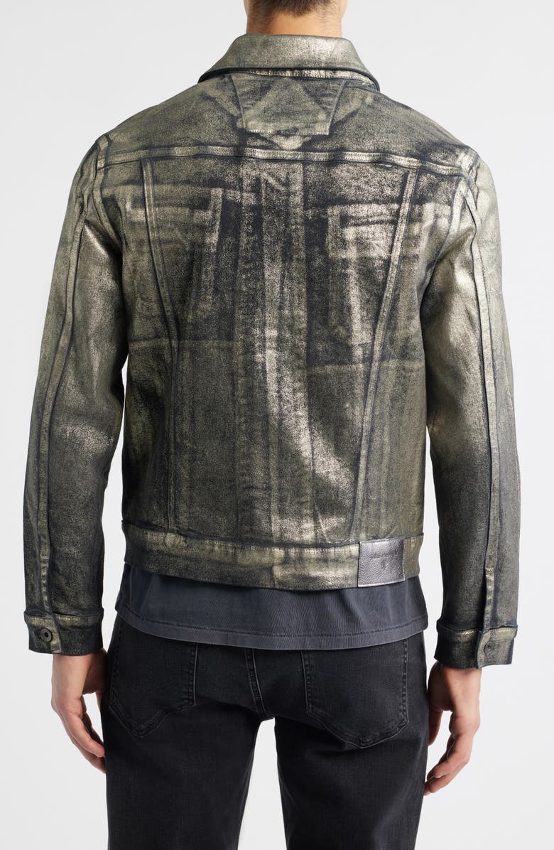 John Varvatos Anthony Foil Trucker Jacket, Alternate, color, Metal Grey