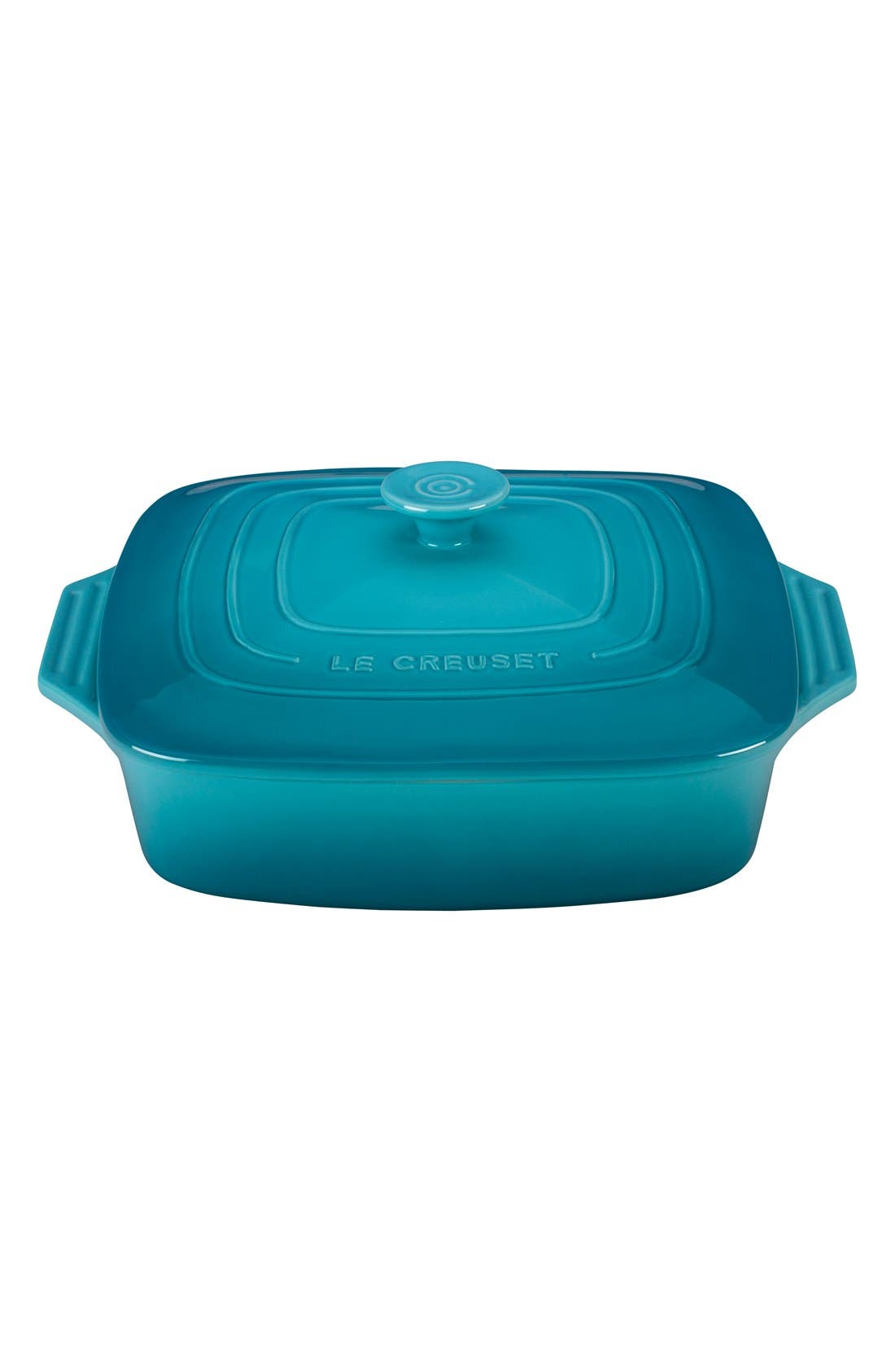 Le Creuset 2 3/4 Quart Covered Square Stoneware Casserole in Caribbean 