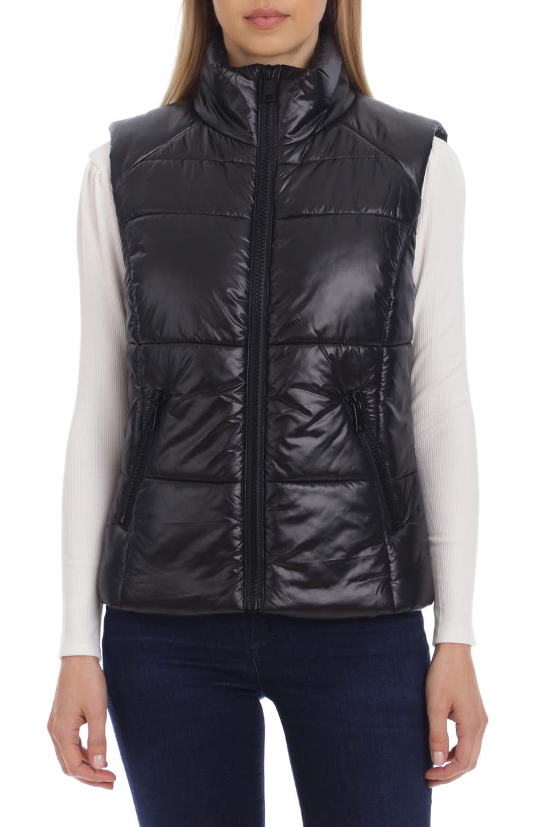 Avec Les Filles Shiny Nylon Puffer Vest, Alternate, color,