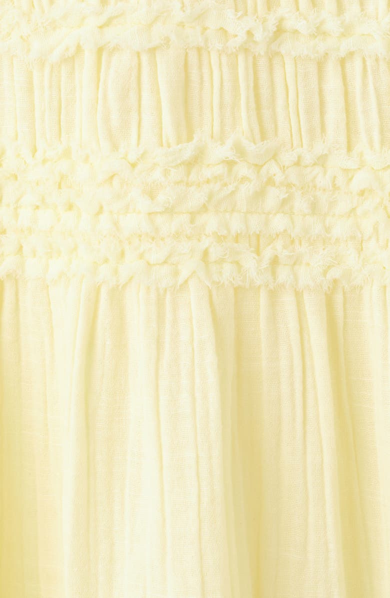 MANGO Smocked Crinkle Halter Midi Dress, Alternate, color, Pastel Yellow
