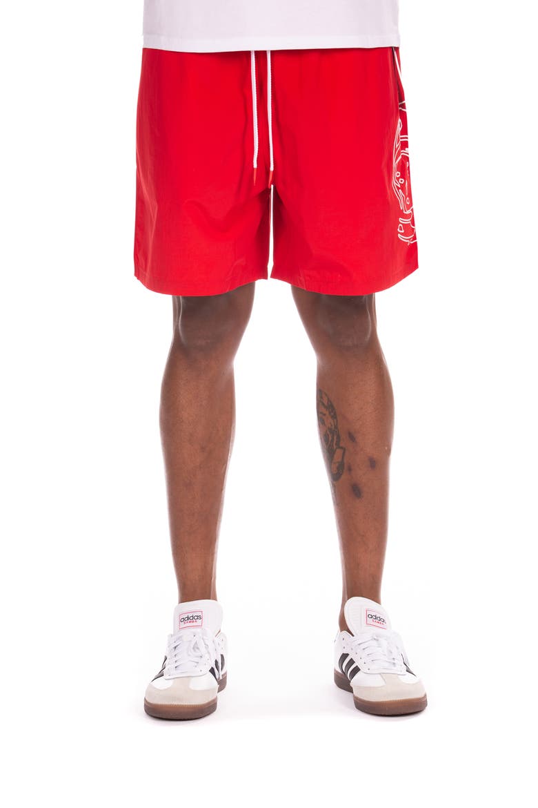 BB Helmet Nylon Drawstring Shorts, Main, color, RED