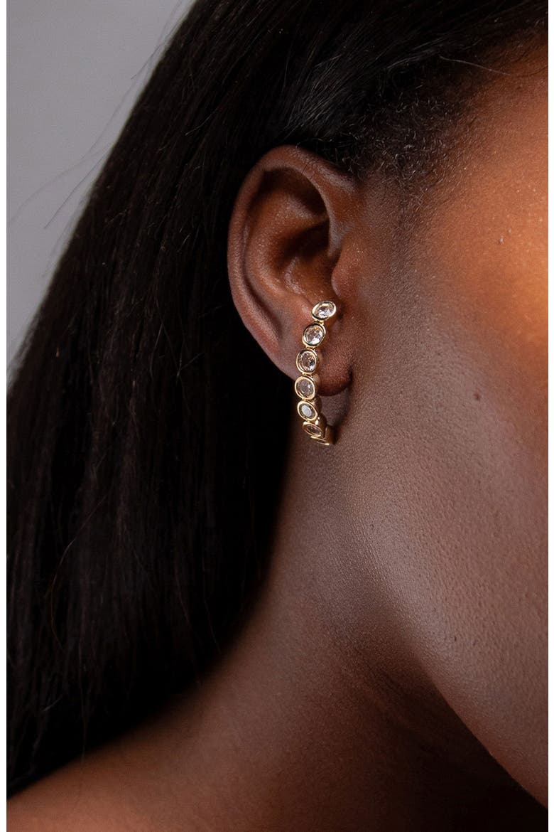 Averto Face On Stud Earrings, Alternate, color, Gold and Crystal