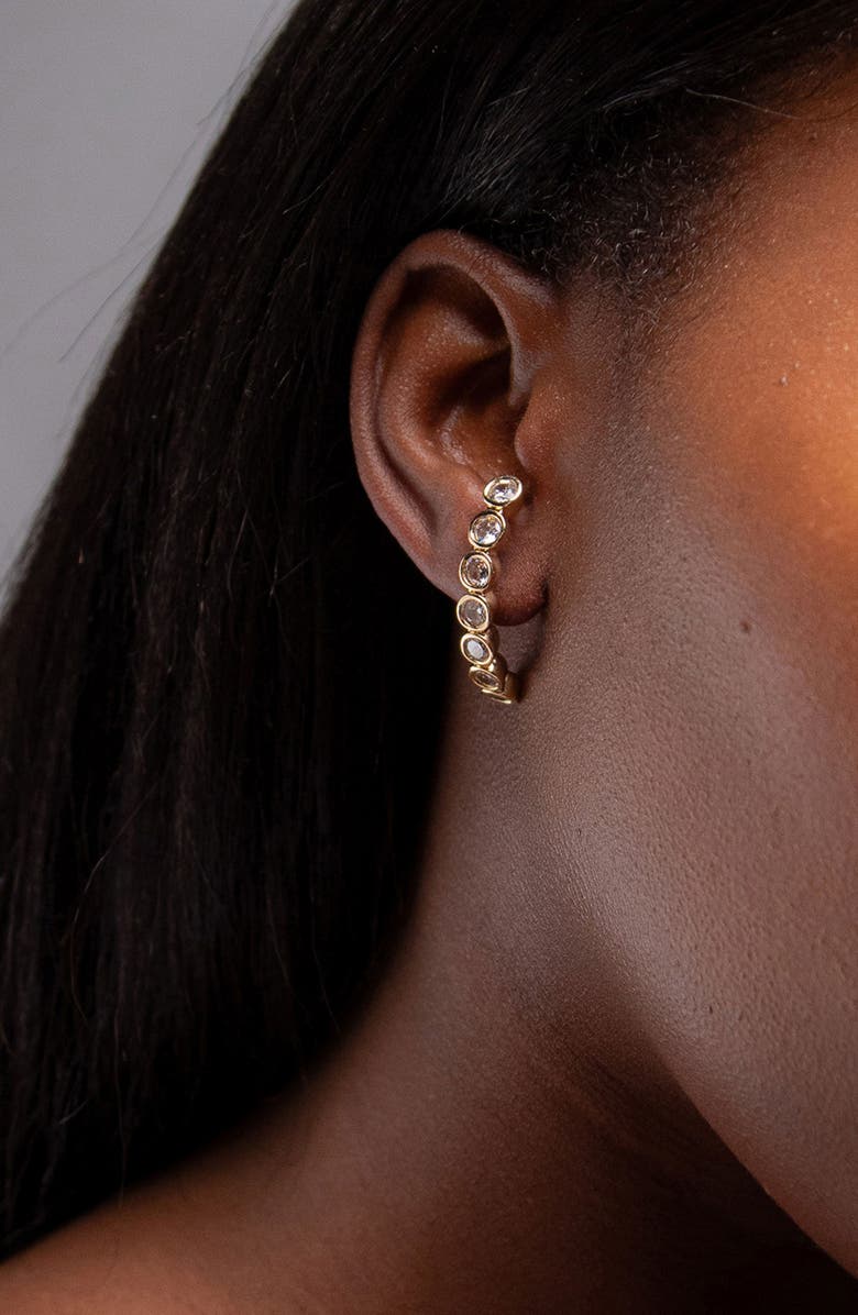 YOJ Averto Face On Stud Earrings, Alternate, color, Gold And Crystal