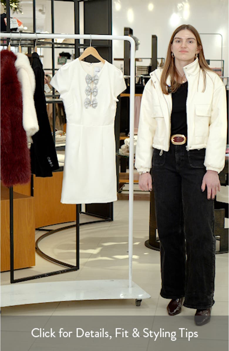 Rhinestone Bow Detail Satin Dress, sales video thumbnail