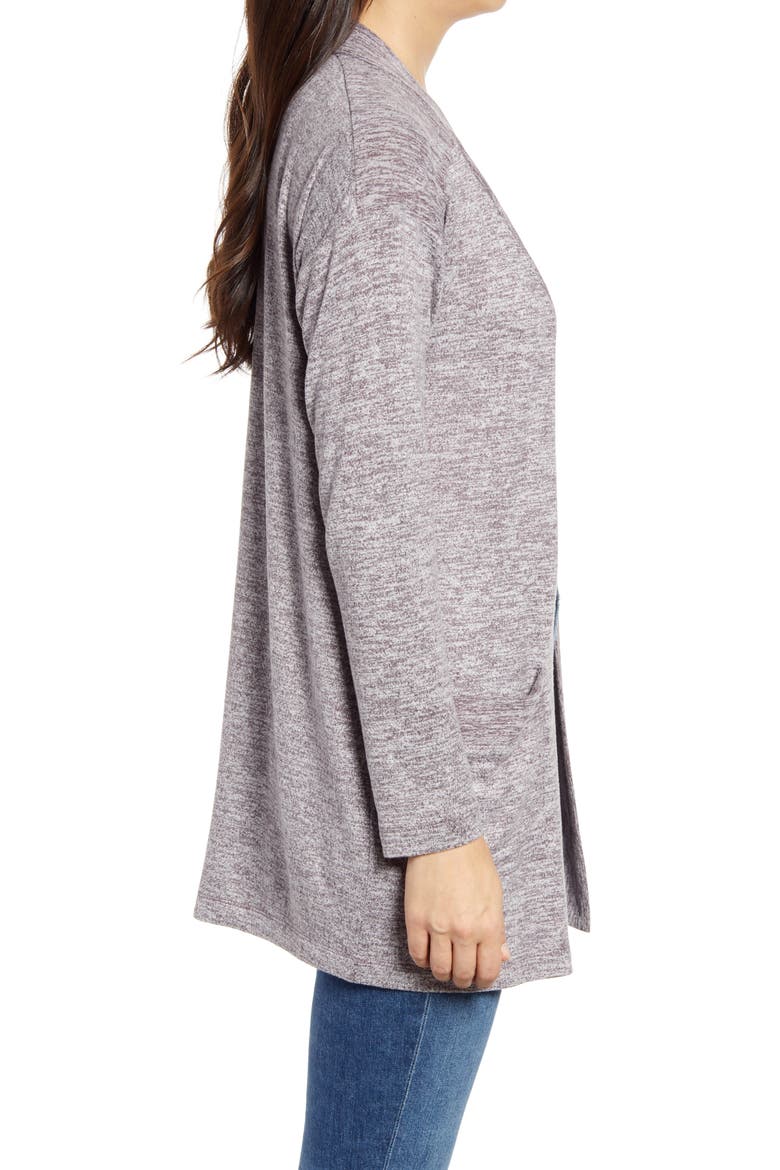 Knit Open Front Cardigan, Alternate, color, LAVENDER GREY