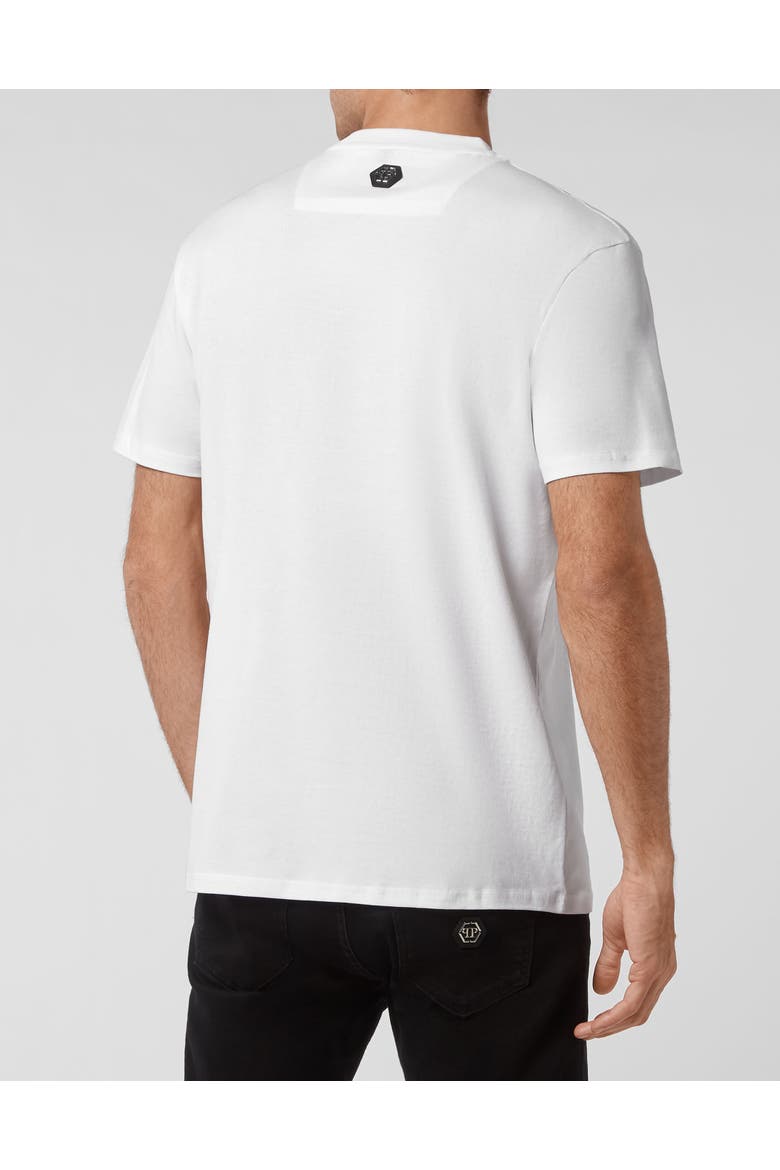 T-Shirt Round Neck Men, Alternate, color, White/fuxiafluo