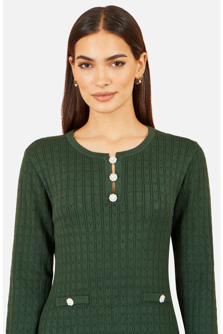 Long Sleeve Knitted Midi Dress, Alternate, color, Green