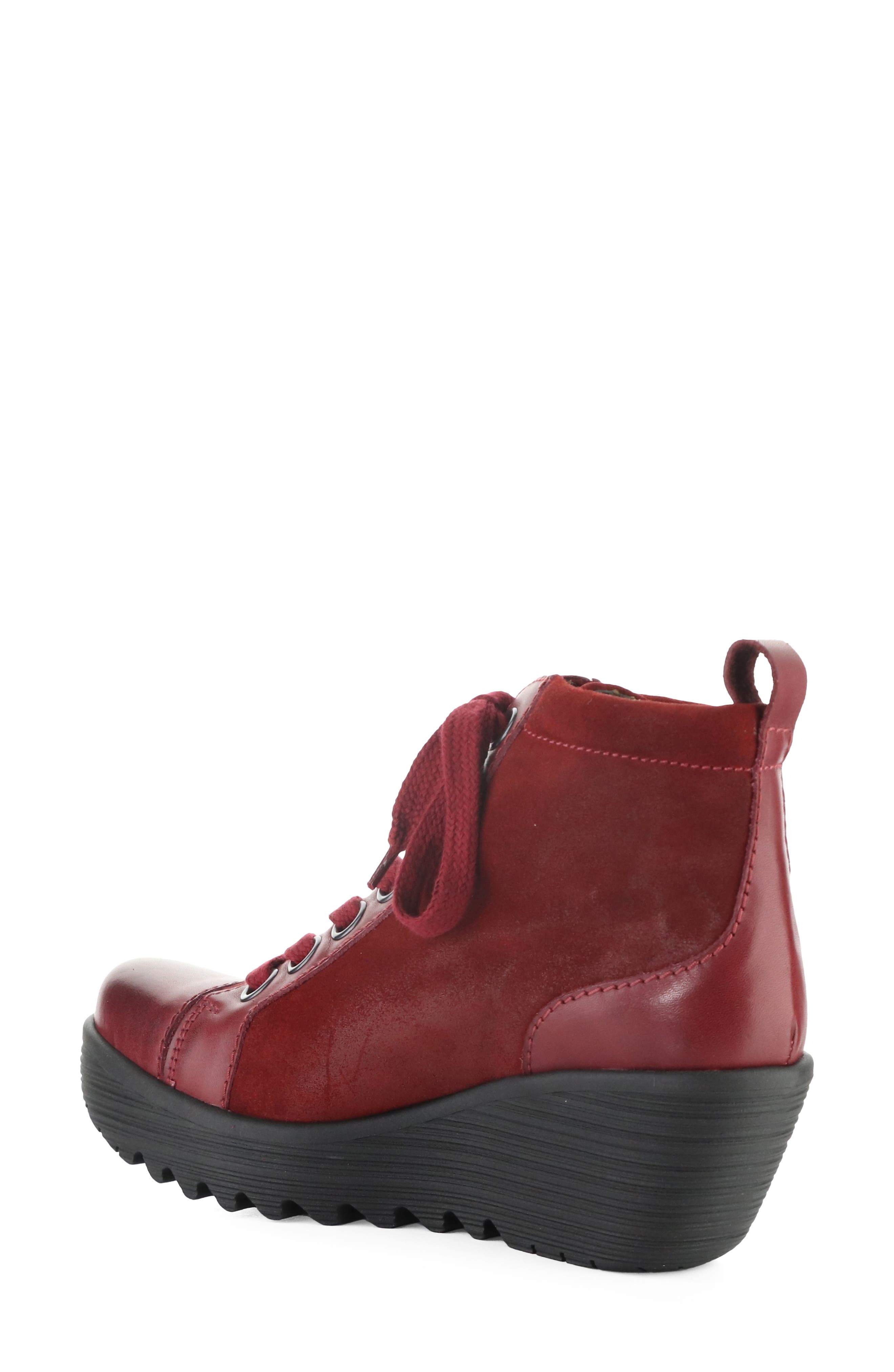 Lufe Platform Wedge Bootie, Alternate, color, BURGUNDY/ RED