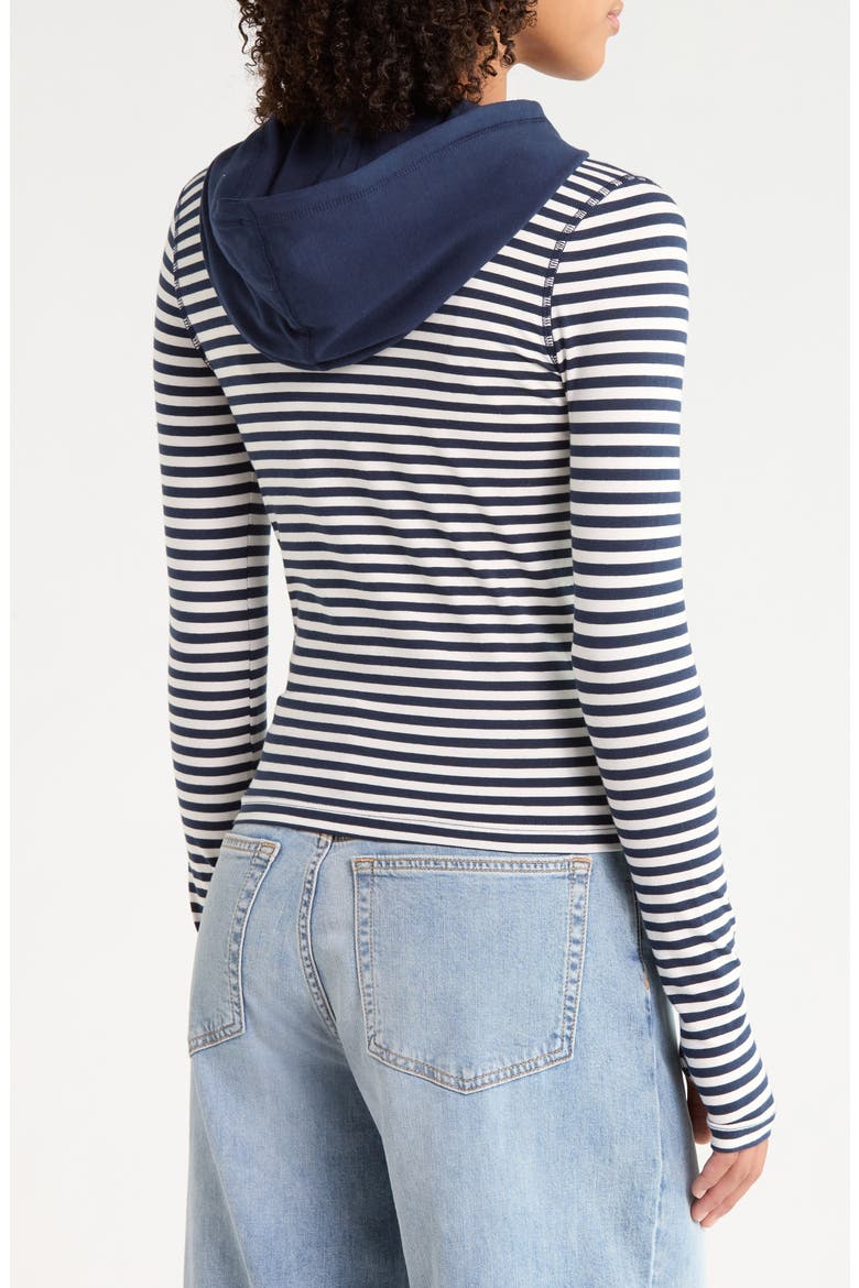 Bekki Stripe Zip Velour Hoodie, Main, color, BLACK STRIPE