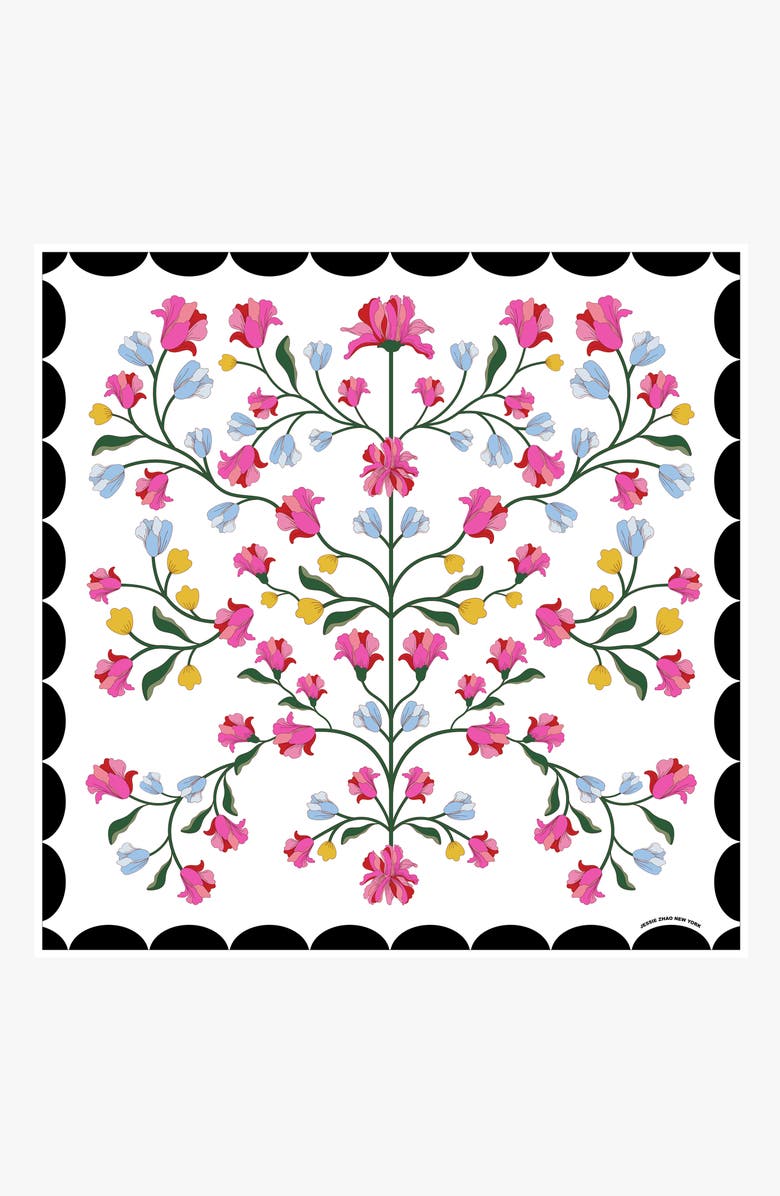 Jessie Zhao New York Double Sided Silk Scarf Floral Echo, Alternate, color, White