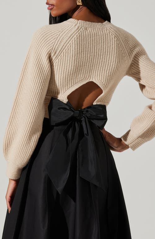 Astr The Label Eila Bow Back Wool Blend Crop Sweater In Neutral