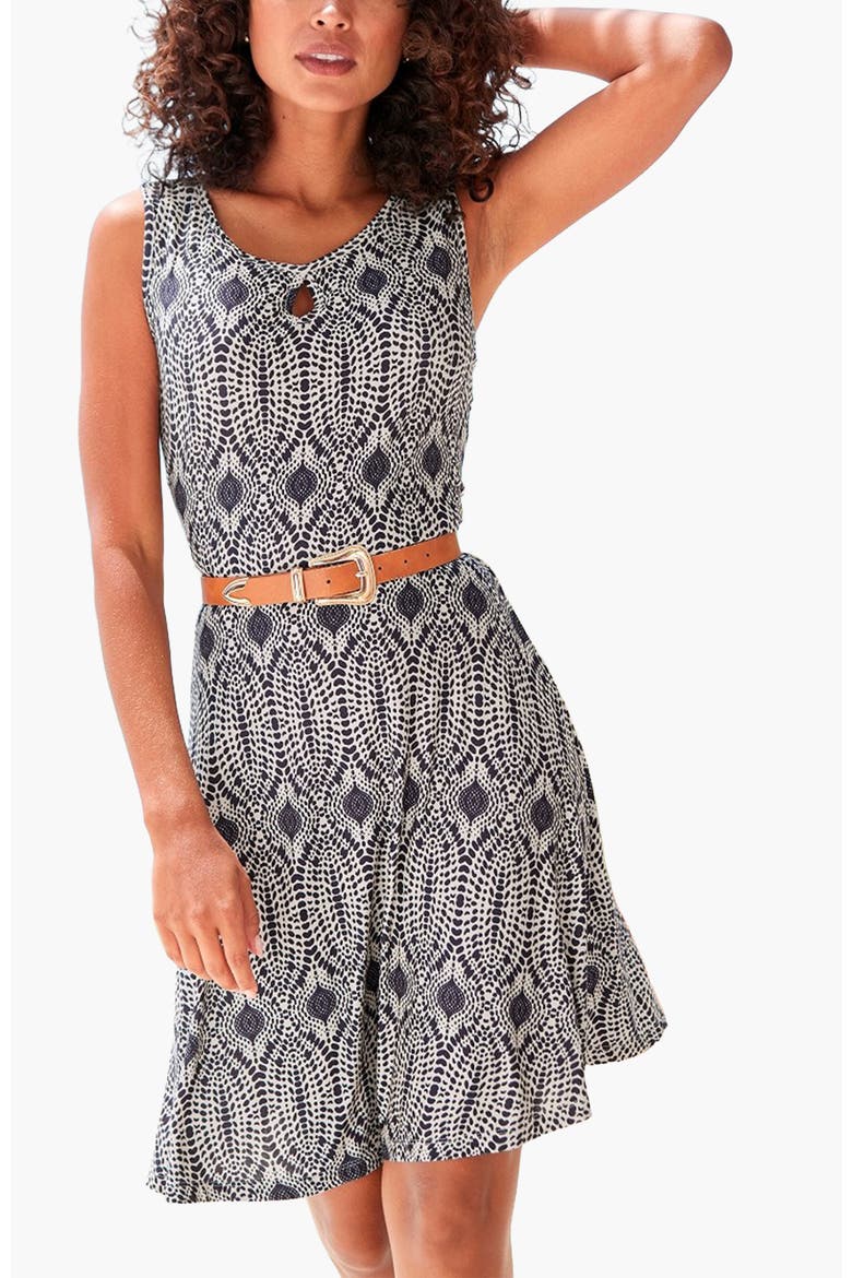 Sleeveless Keyhole Dress, Main, color, Navy Sand