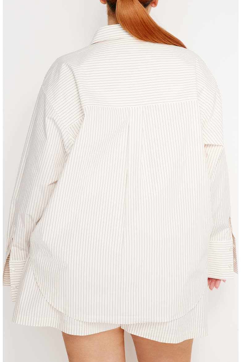 Stripe Stretch Cotton Poplin Button-Up Shirt, Alternate, color, PUTTY PENCIL STRIPE003