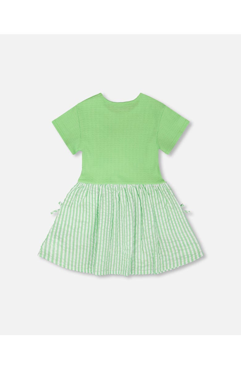 Deux par Deux Soft Jersey Short Sleeve Bi-Material Dress, Alternate, color, Mint Green