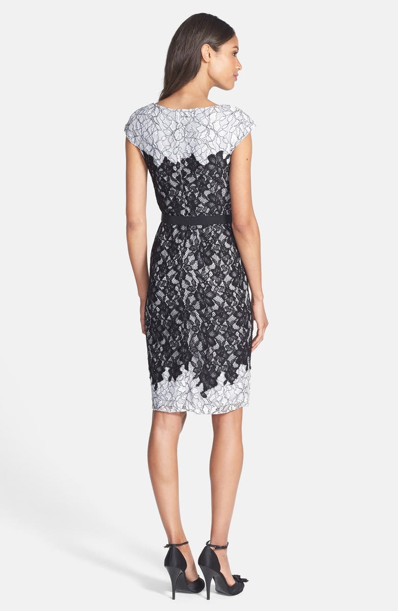 Tadashi Shoji Two-Tone Lace Sheath Dress, Alternate, color,