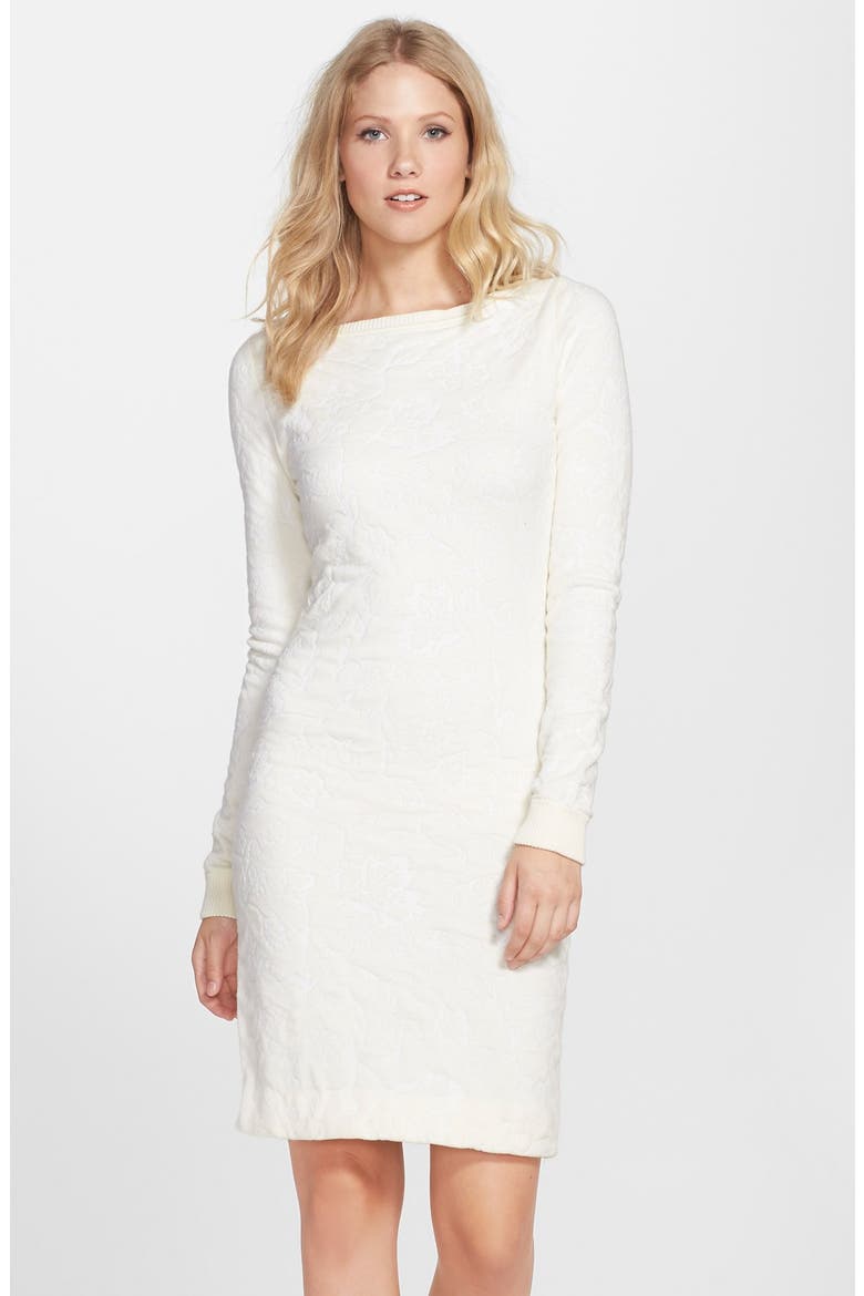 Textured Long Sleeve Sweater Dress, Main, color, PORCELAIN