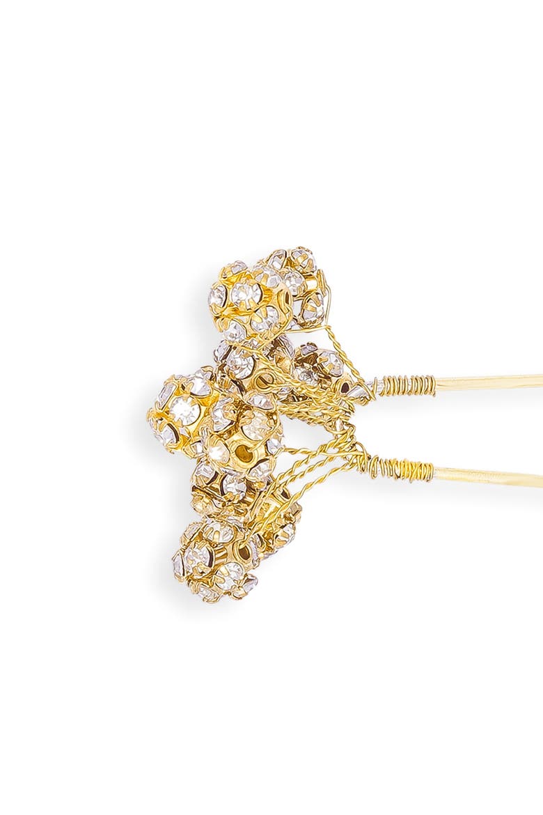 Set of 4 Embellished Pearls U Pins - Gold, Alternate, color, Metallic Gold