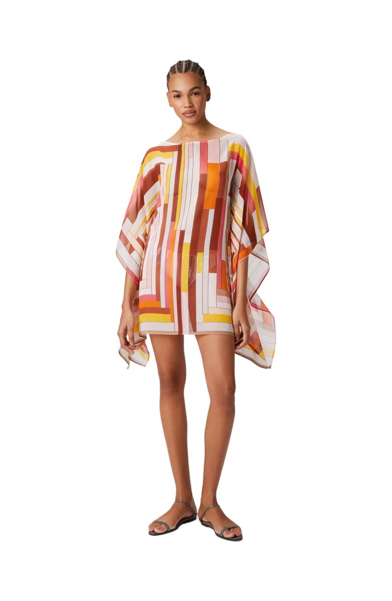 Missoni Short Printed Silk Kaftan With Wide Sleeves, Main, color, Multicoloured
