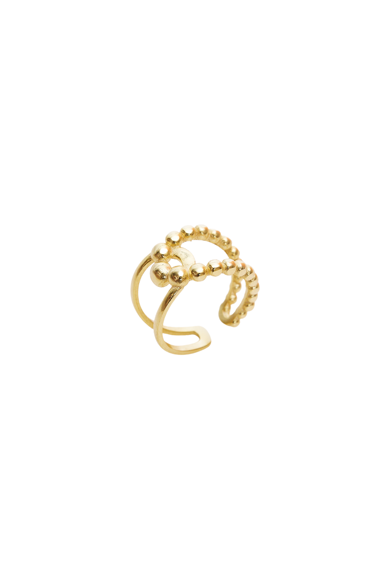 Beaded Intercepting Circle Sterling Silver Adjustable Ring, Main, color, Gold