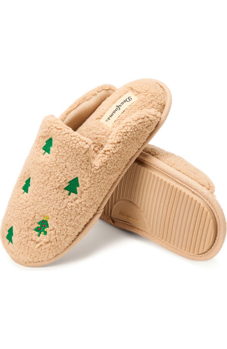 DEARFOAMS Teddy Tab Scuff Slipper, Alternate, color, Latte