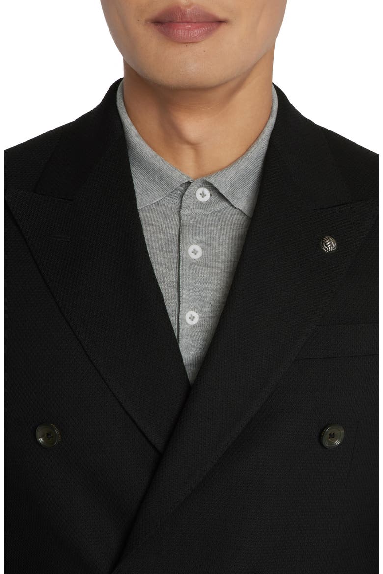 Hill Soft Constructed Double Breasted Wool Blend Sport Coat, Alternate, color, BLACK