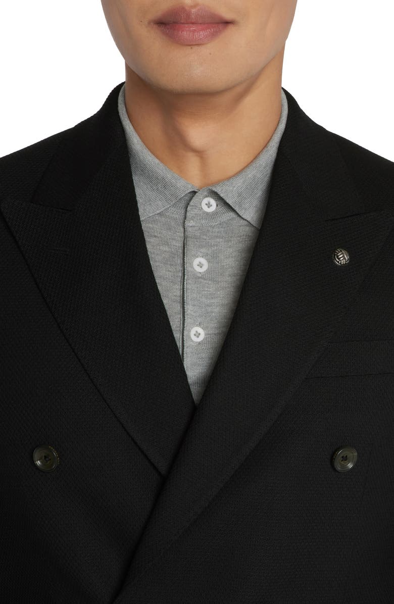 Jack Victor Hill Soft Constructed Double Breasted Wool Blend Sport Coat, Alternate, color, Black