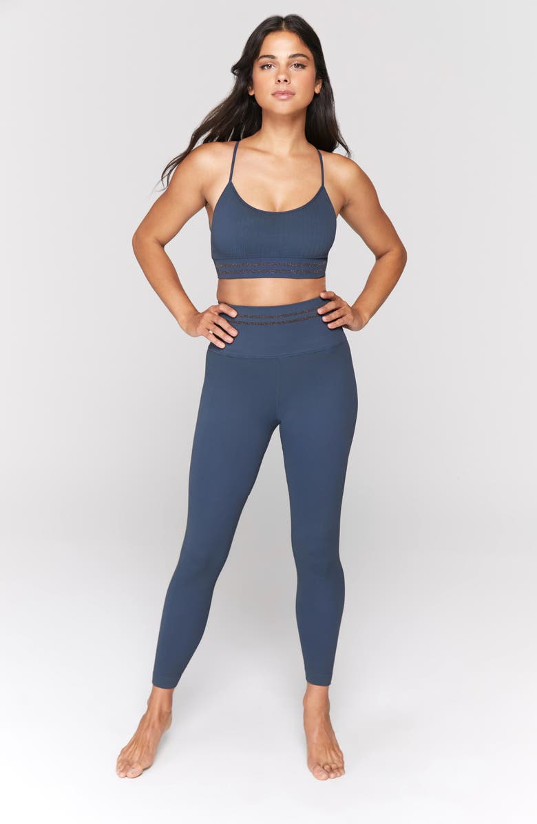 Spiritual Gangster Metallic Rib Sports Bra, Alternate, color, Slate